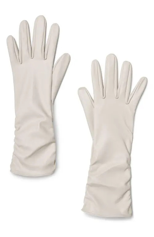 Naked Wardrobe Long Faux Leather Gloves in Bone at Nordstrom | Nordstrom