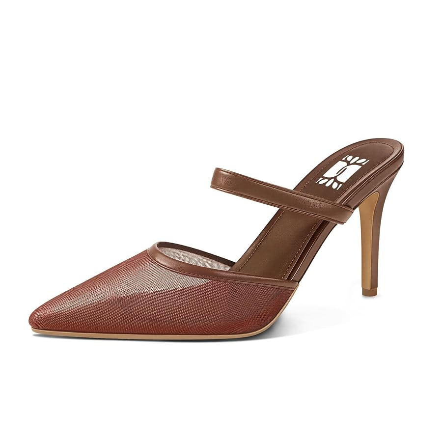 WIRALOMI Stiletto Heels for Women Mesh Heels Closed Pointed Toe Mule Heeled Sandals Slip On Weddi... | Amazon (US)