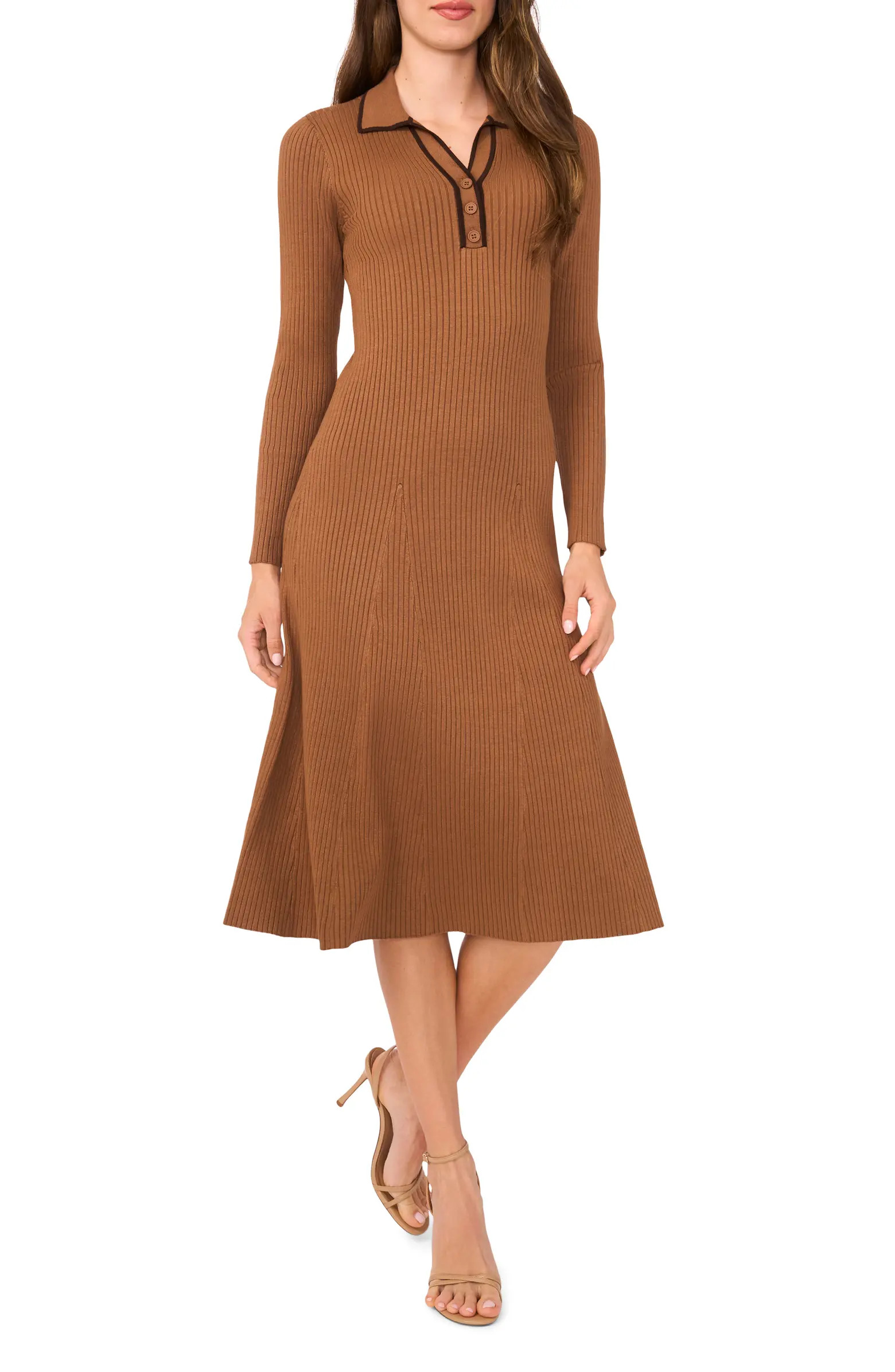 Contrast Trim Long Sleeve Sweater Dress | Nordstrom