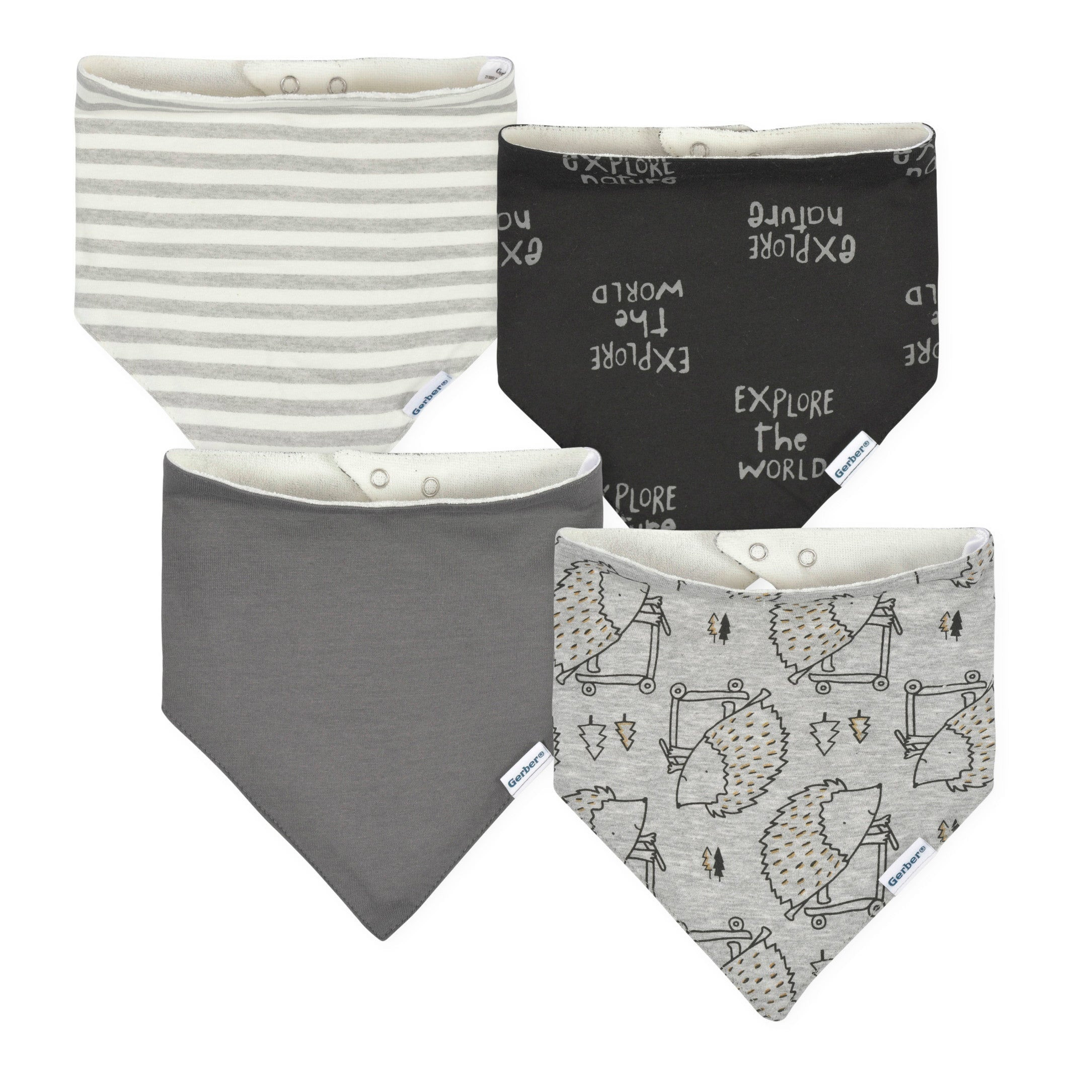 4-Pack Baby Boys Hedgehog Bandana Bibs | Gerber Childrenswear