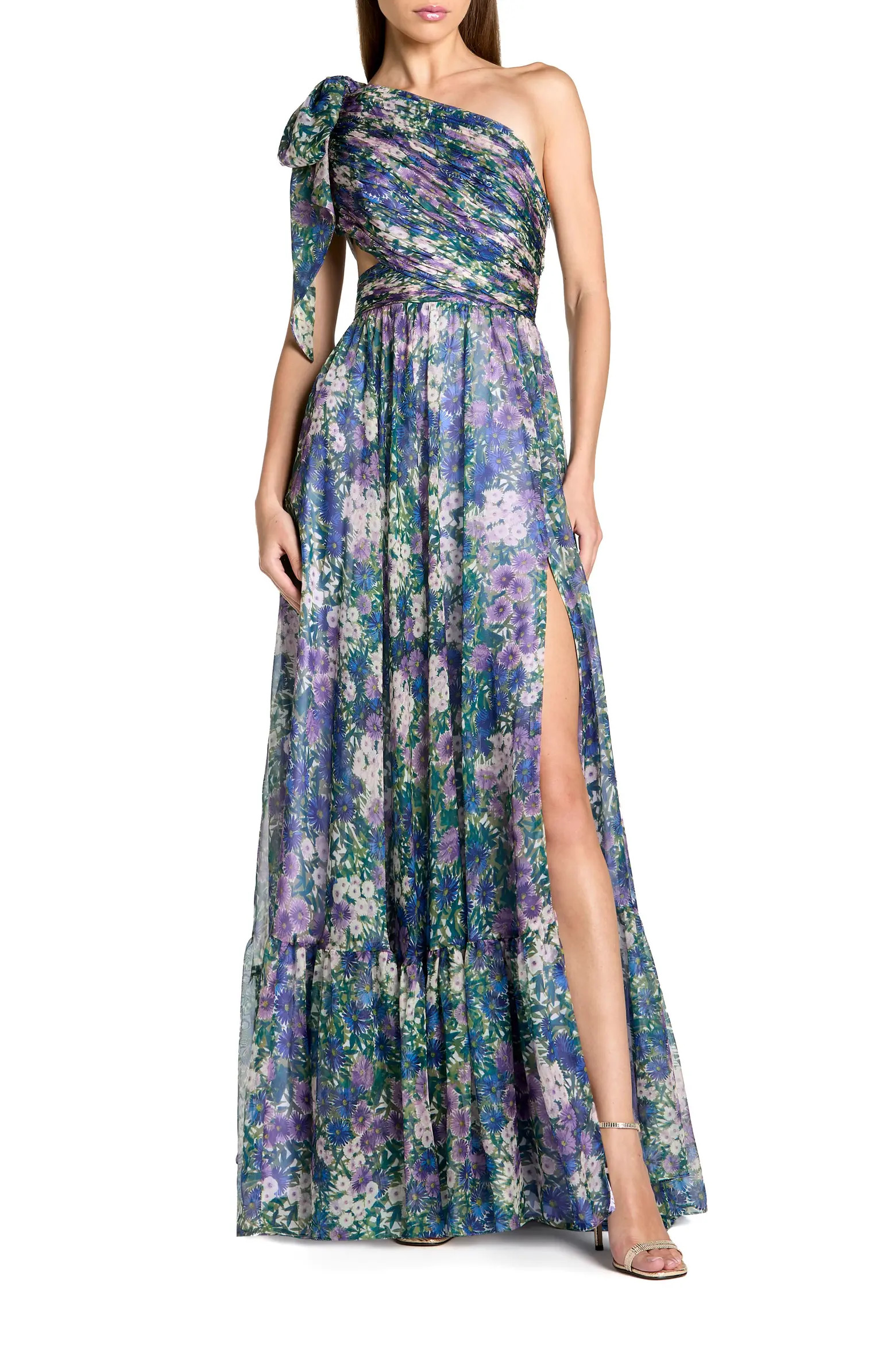 Floral One-Shoulder Cutout Chiffon Evening Gown (Women) | Nordstrom | Nordstrom
