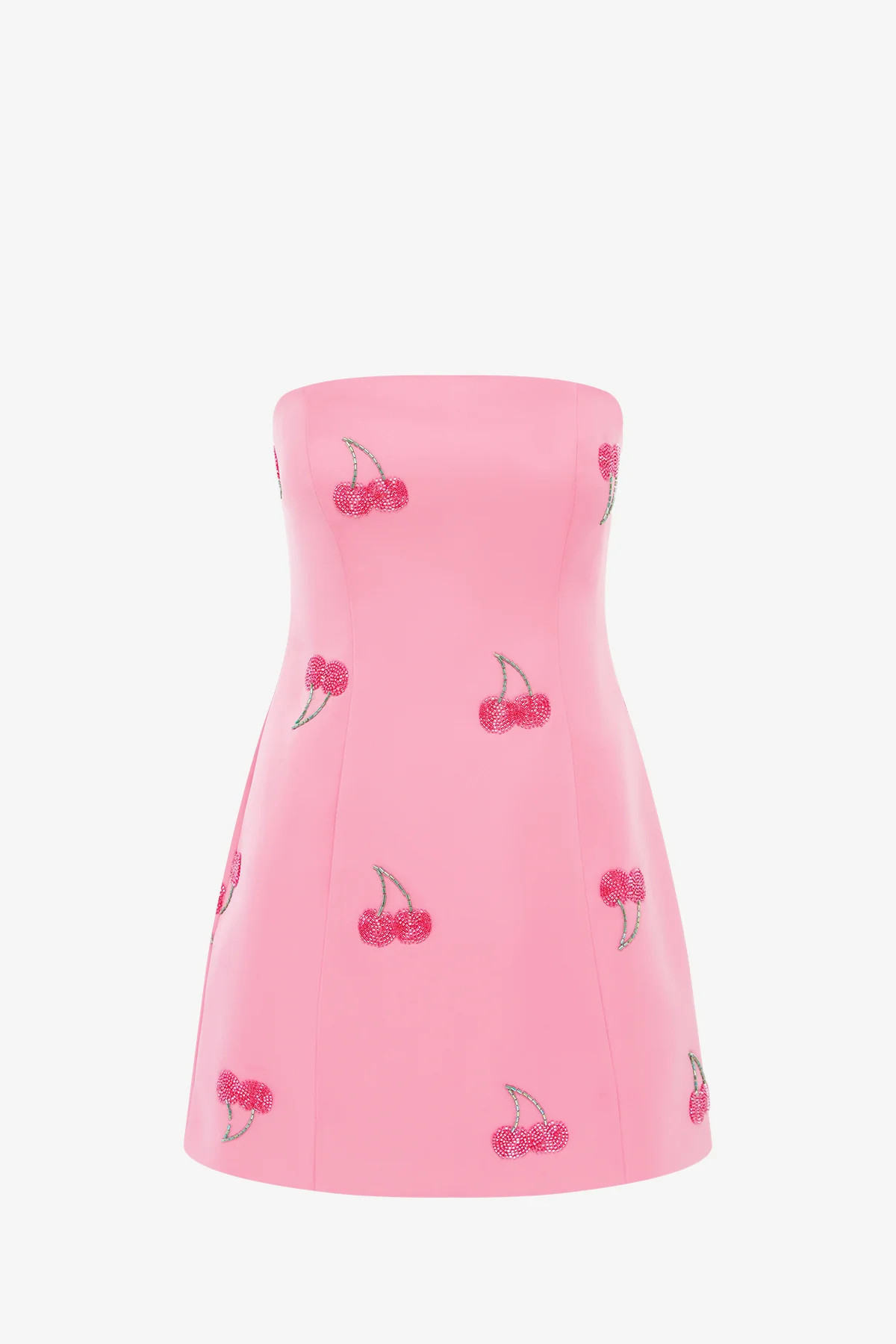 Roselle Embellished Bustier Mini Dress - Pink Cherry Beading | LEO LIN US