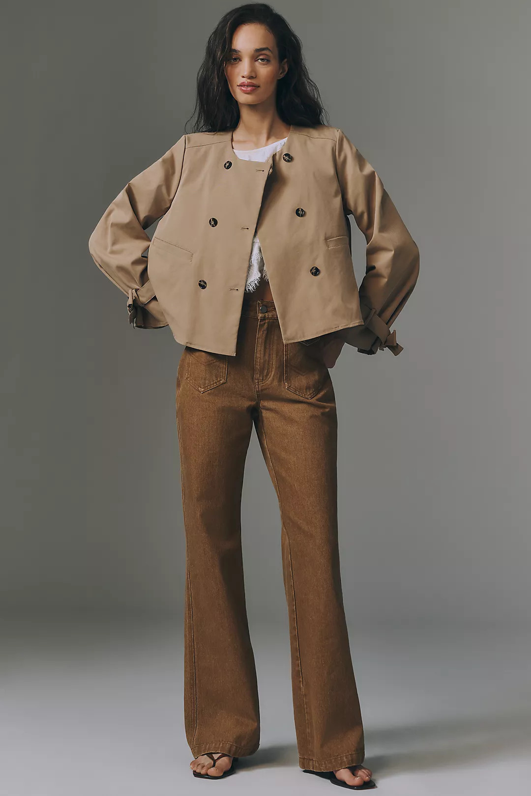 Maeve Double-Breasted Crop Trench Coat | Anthropologie (US)