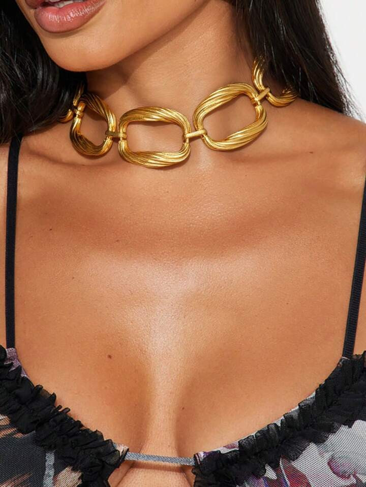 1 Pc Metal Chunky Cuff Choker Necklace , Chunky Jewelry For Women | SHEIN