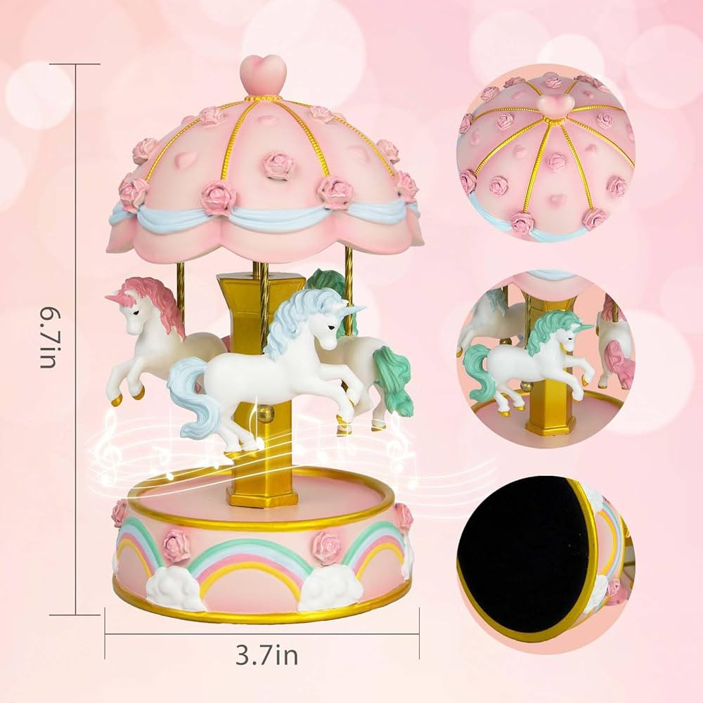 Carousel Music Box, Musical Carousel Horse Color Changing LED Lights Unicorn Music Boxes for Girl... | Amazon (US)