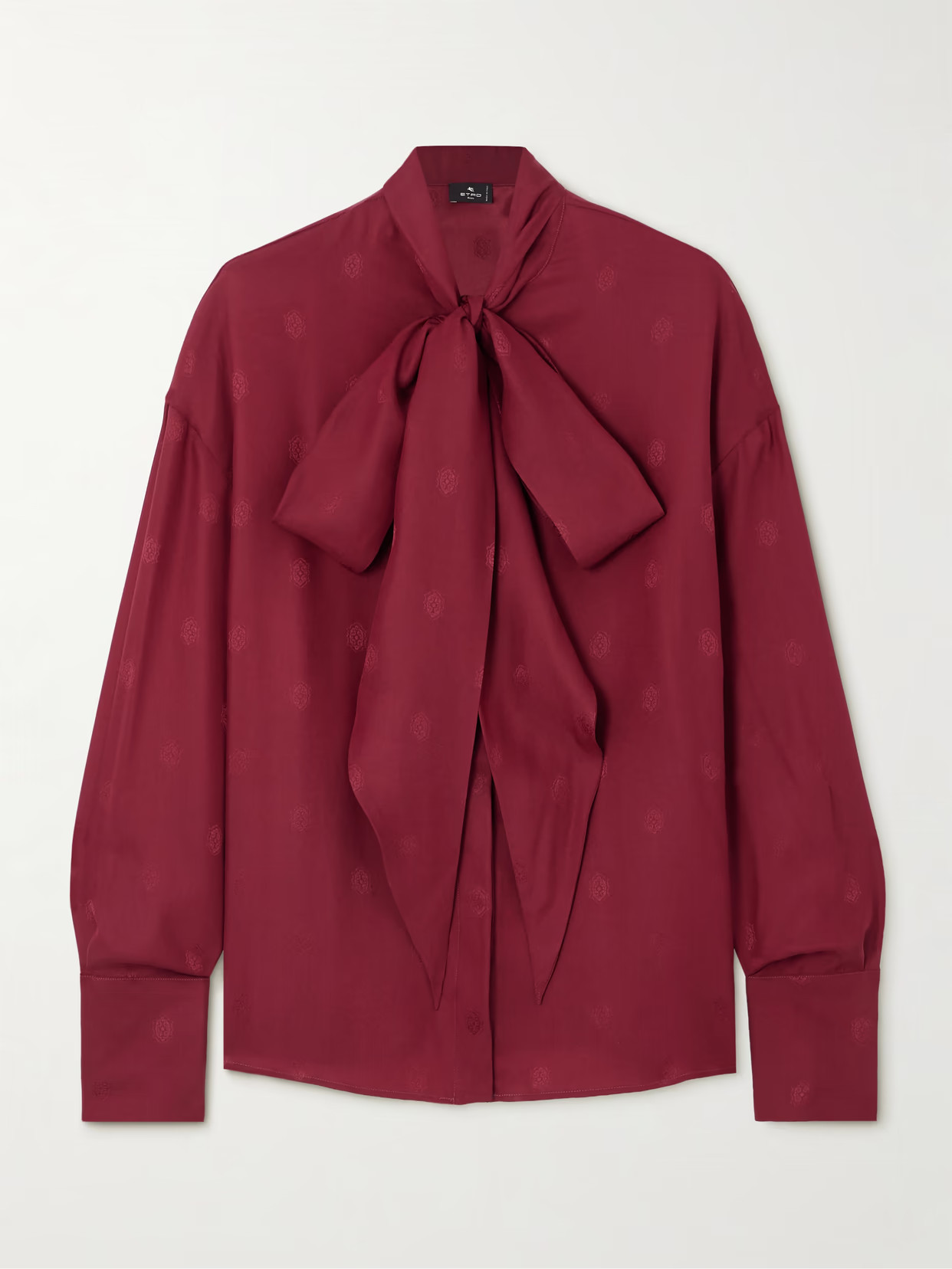 Etro - Pussy-bow Silk-jacquard Blouse - Burgundy | NET-A-PORTER (US)