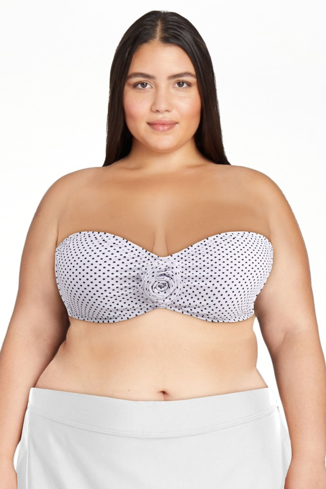 No Boundaries Women's Rosette Polka Dot Bandeau Swim Bikini Top, Sizes XXS-XXL | Walmart (US)