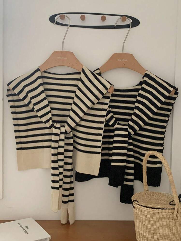 1pc Ladies Fashion Striped Outerwear Knitted Color Matching Small Shawl Female Spring Autumn Summ... | SHEIN