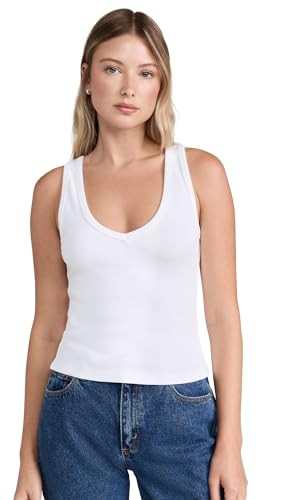perfectwhitetee Women's V Neck Blondie Tank, White, M | Amazon (US)