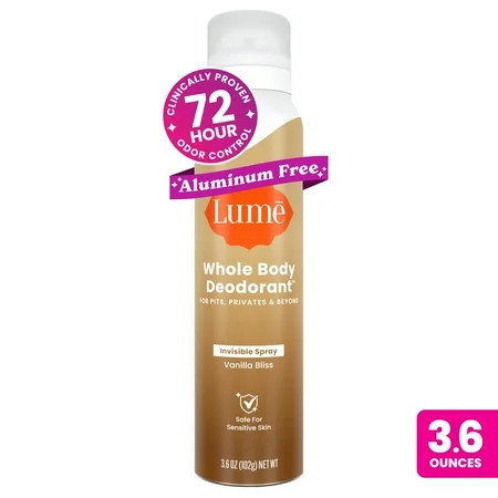 Lume Whole Body Women’s Deodorant - Invisible Spray - Aluminum Free - Vanilla Bliss - 3.6 oz | Walmart (US)