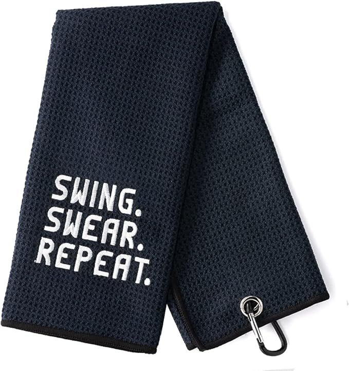 DYJYBMY Swing Swear Repeat Funny Golf Towel, Embroidered Golf Towels for Golf Bags with Clip, Gol... | Amazon (US)