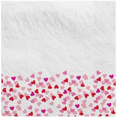 30ct Valentine&#39;s Day Confetti Heart Lunch Napkins Pink - Spritz&#8482; | Target