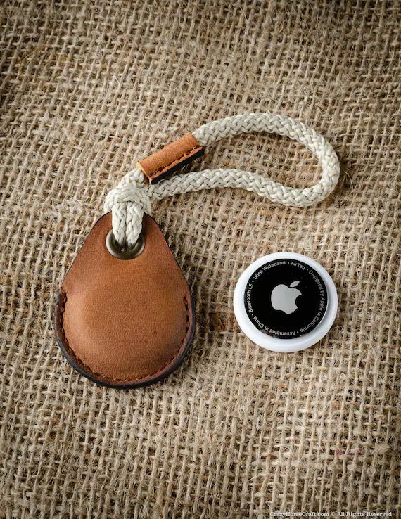 Leather Airtag Case Keyfob Key Ring Holder Brown Italian - Etsy | Etsy (US)