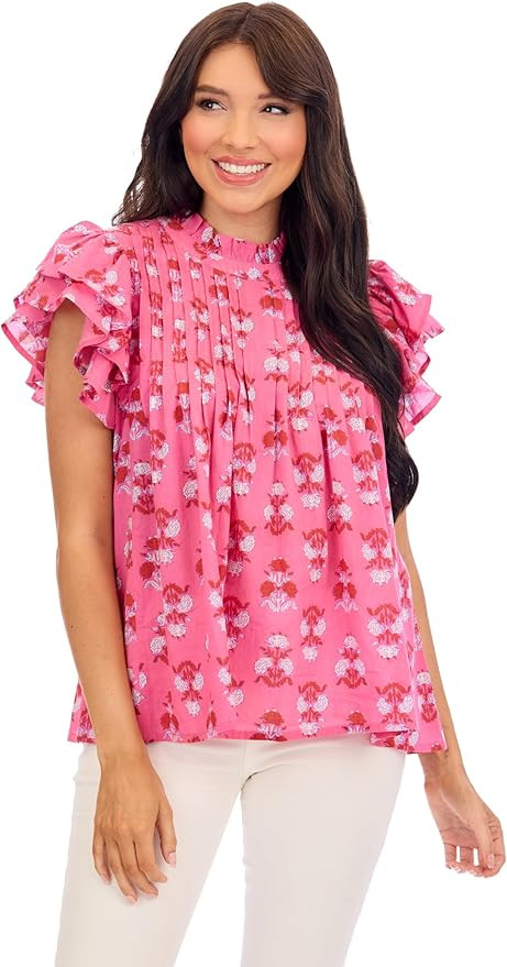 Mud Pie Women's Dolly Flutter Sleeve Top | Amazon (US)