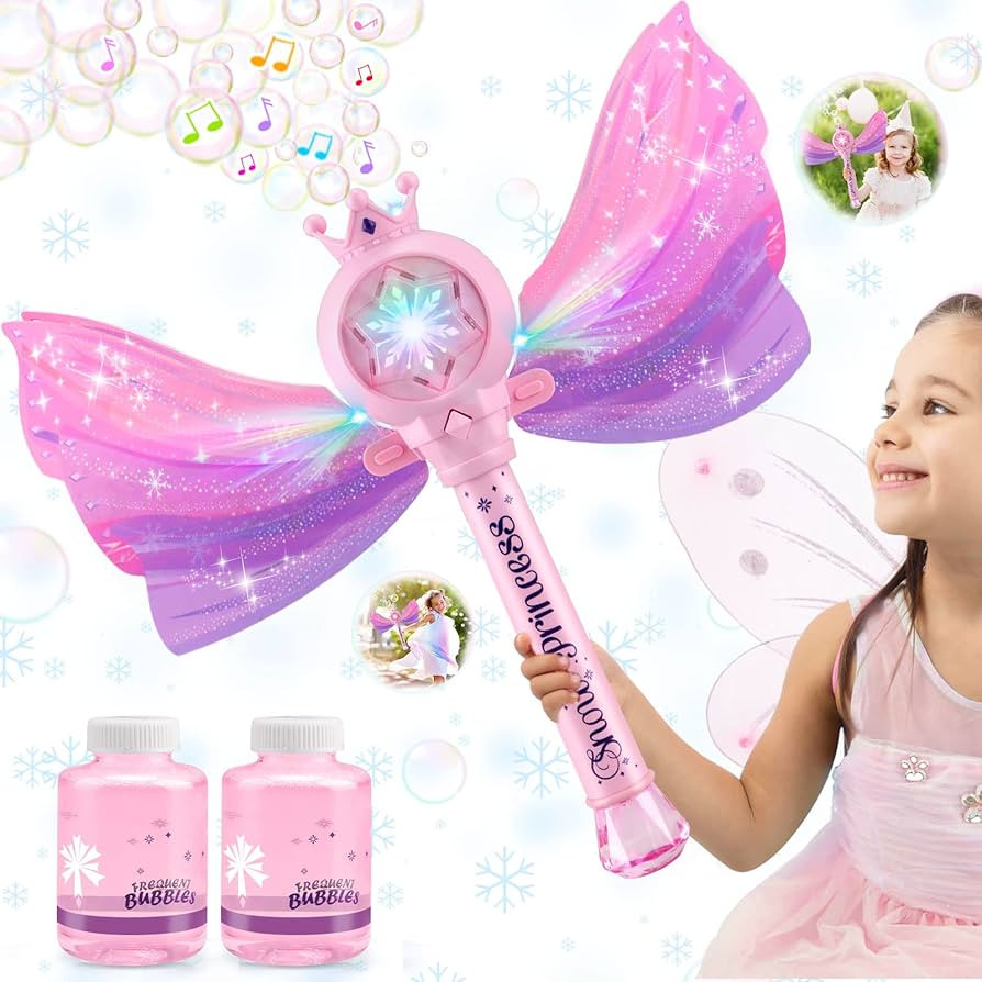 Bubble Wands for Kids Girls - LED Light & Music Bubble Machine: 3 AA Batteries & 2 Bubble Solutio... | Amazon (US)
