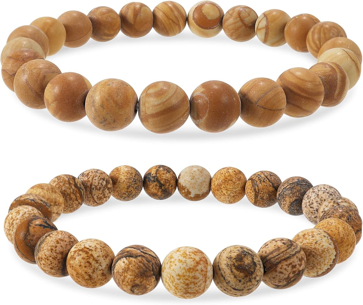 Bivei Natural Gem Semi Precious Reiki Healing Crystals Handmade 8mm Round Beads Stretch Bracelet | Amazon (US)