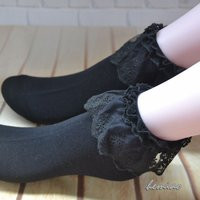 Black Lace Ankle Socks Women's Hosiery, Short Boot Socks | Etsy (US)