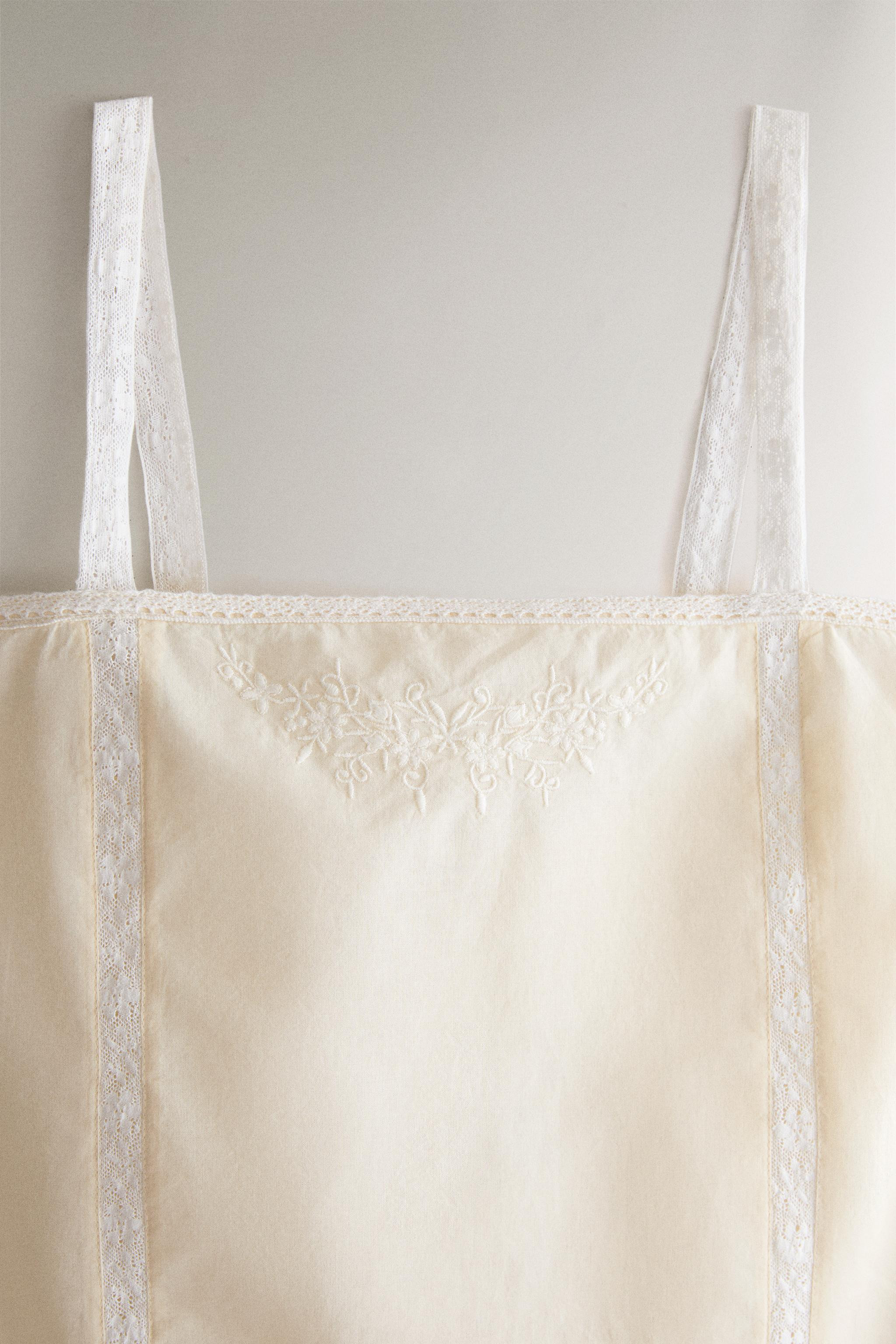 EMBROIDERED COTTON AND LINEN DRESS | Zara UK