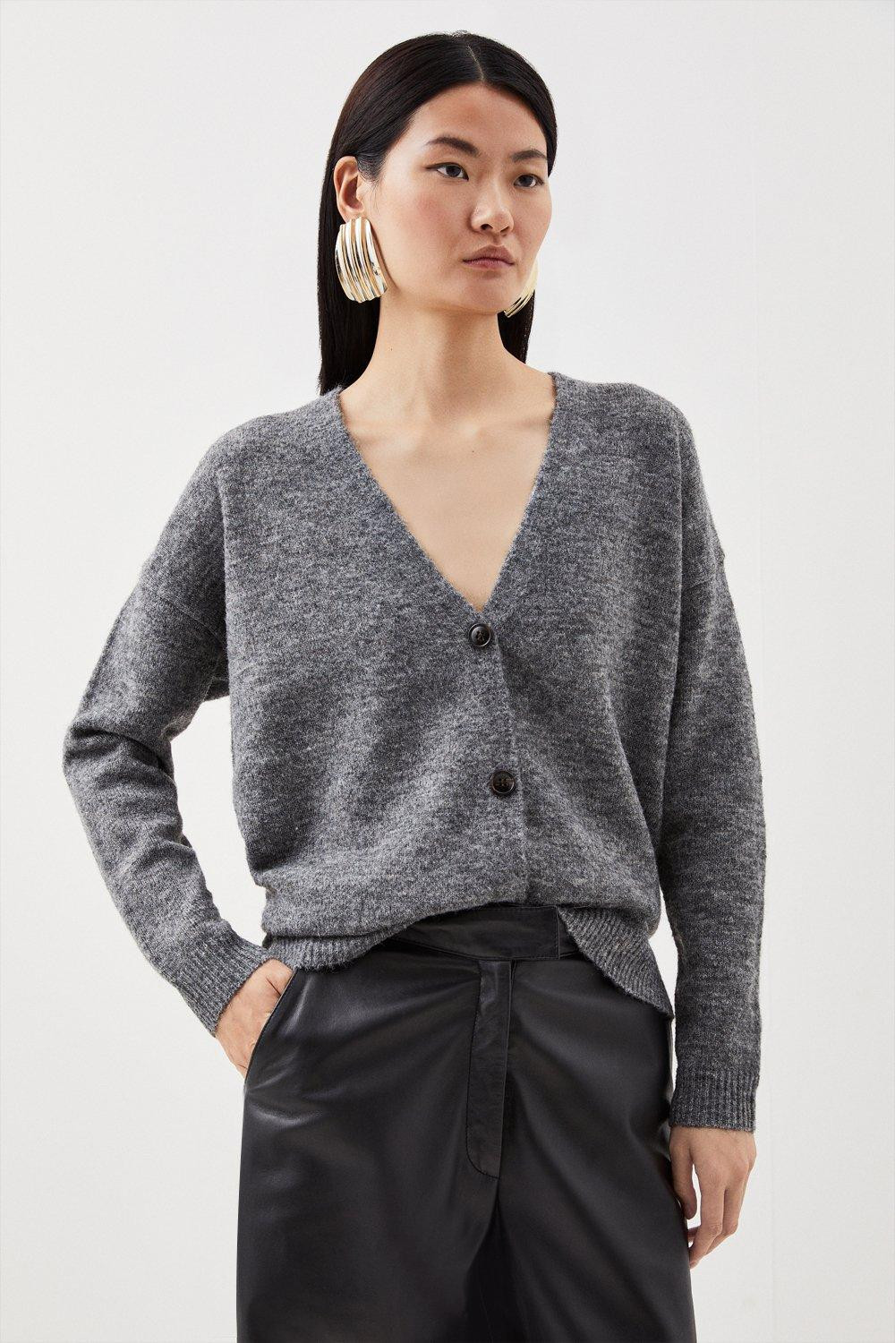 Jumpers & Cardigans | Wool Blend Cosy Slouchy Knit Cardi | KarenMillen | Debenhams UK