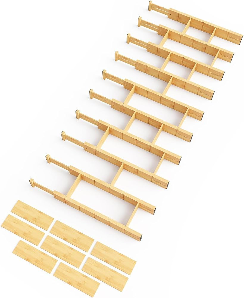 SpaceAid Bamboo Drawer Dividers with Inserts and Labels, Kitchen Adjustable Drawer Organizers, Ex... | Amazon (US)