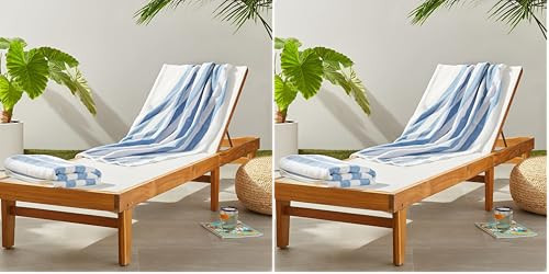 Amazon Basics Striped Beach Towels, Soft & Absorbent Pool Towel, 100% Ring-Spun Cotton, Machine Washable, Quick Dry, Oeko-TEX Certified, Large 30" x 60", Sky Blue, 4-Pack | Amazon (US)