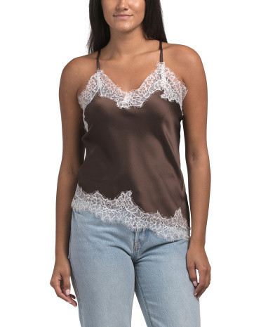 Lace Trim Satin Top For Women, Polyester | TJ Maxx