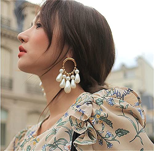 Sither Pearls Earrings for Women Dangle Pearls Earrings Studs Gold Pendant Chandelier Earrings St... | Amazon (US)