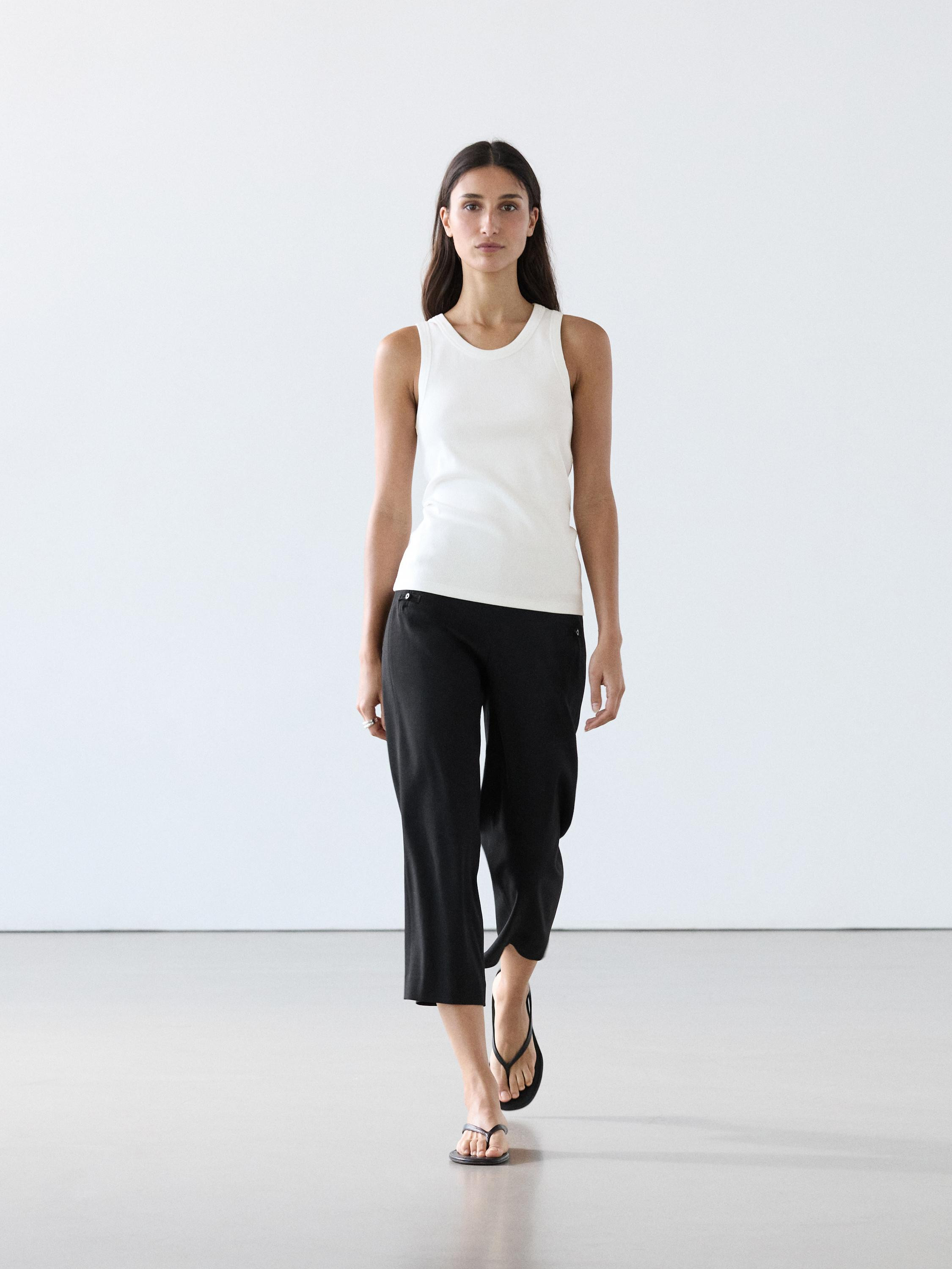 Cotton blend halter top | Massimo Dutti US