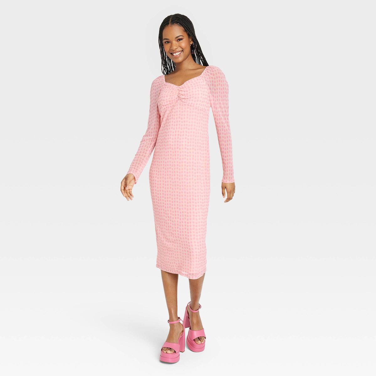 Black History Month Adult House of Aama Sweetheart Neck A-Line Dress - Pink Polka Dots | Target
