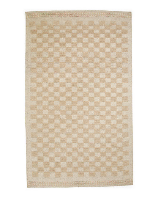5x8 Wool Blend Hand Woven Checkered Rug | TJ Maxx