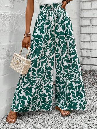 SHEIN LUNE Summer Romantic Plant Print Women's Long Pants | SHEIN