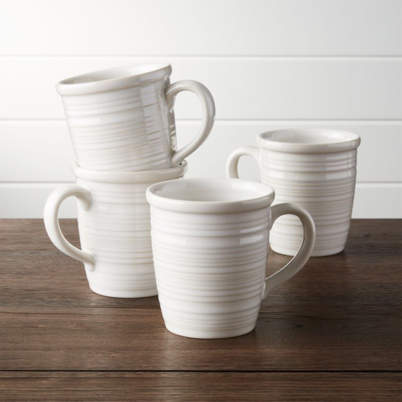 Farmhouse White Mugs, Set of 4 + Reviews | Crate and Barrel | Crate & Barrel