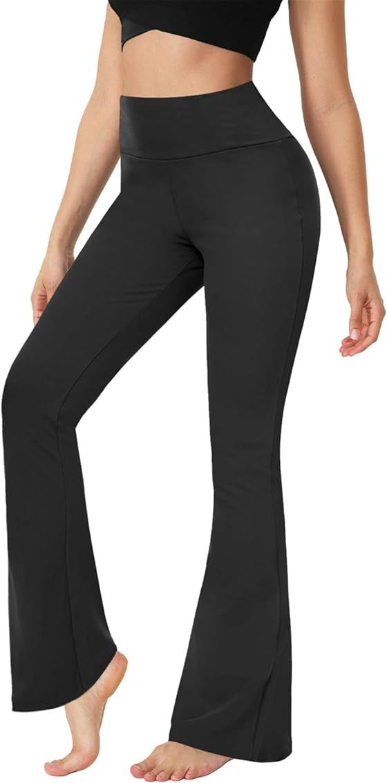 YOLIX Black Flare Yoga Pants, Women's Wide Leg Palazzo Leggings | Amazon (US)