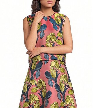 Buru Jacquard Textile Printed Crew Neck Sleeveless Coordinating Top -  XL | Dillard's