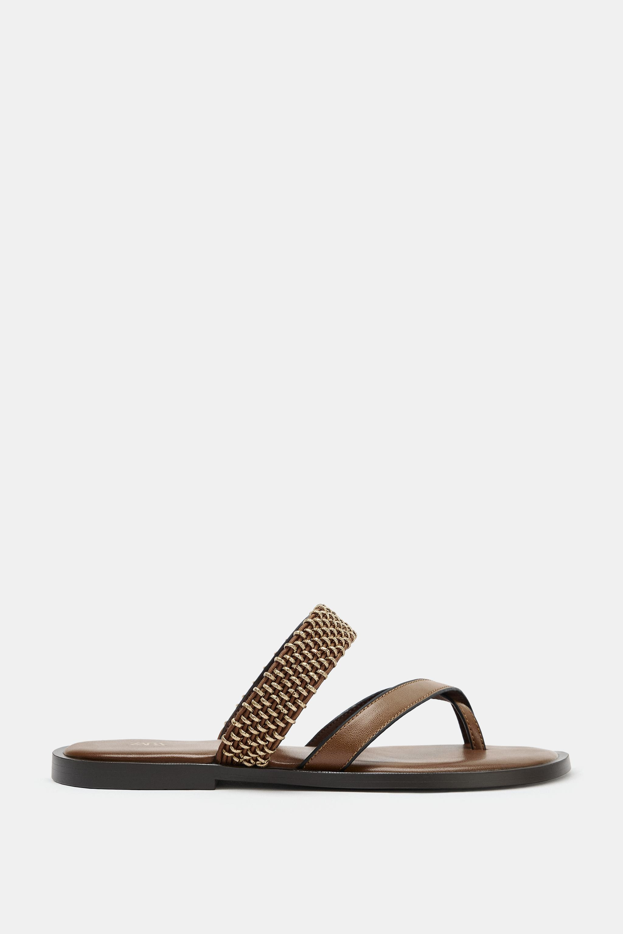 FLAT SANDALS WITH METALLIC DETAILS | Zara US