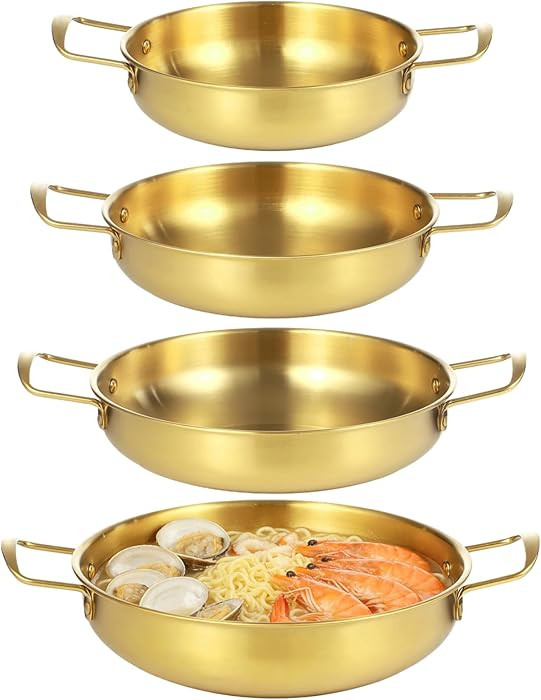 4Pcs Korean Ramen Pot Set,Stainless Steel Ramen Pot with Double Handles, 8.4-10.7 in Diameter Kor... | Amazon (US)