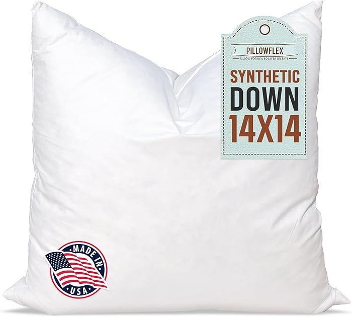 Pillowflex Synthetic Down Pillow Insert - 14x14 Down Alternative, Ultra Soft Throw Pillow, Small ... | Amazon (US)