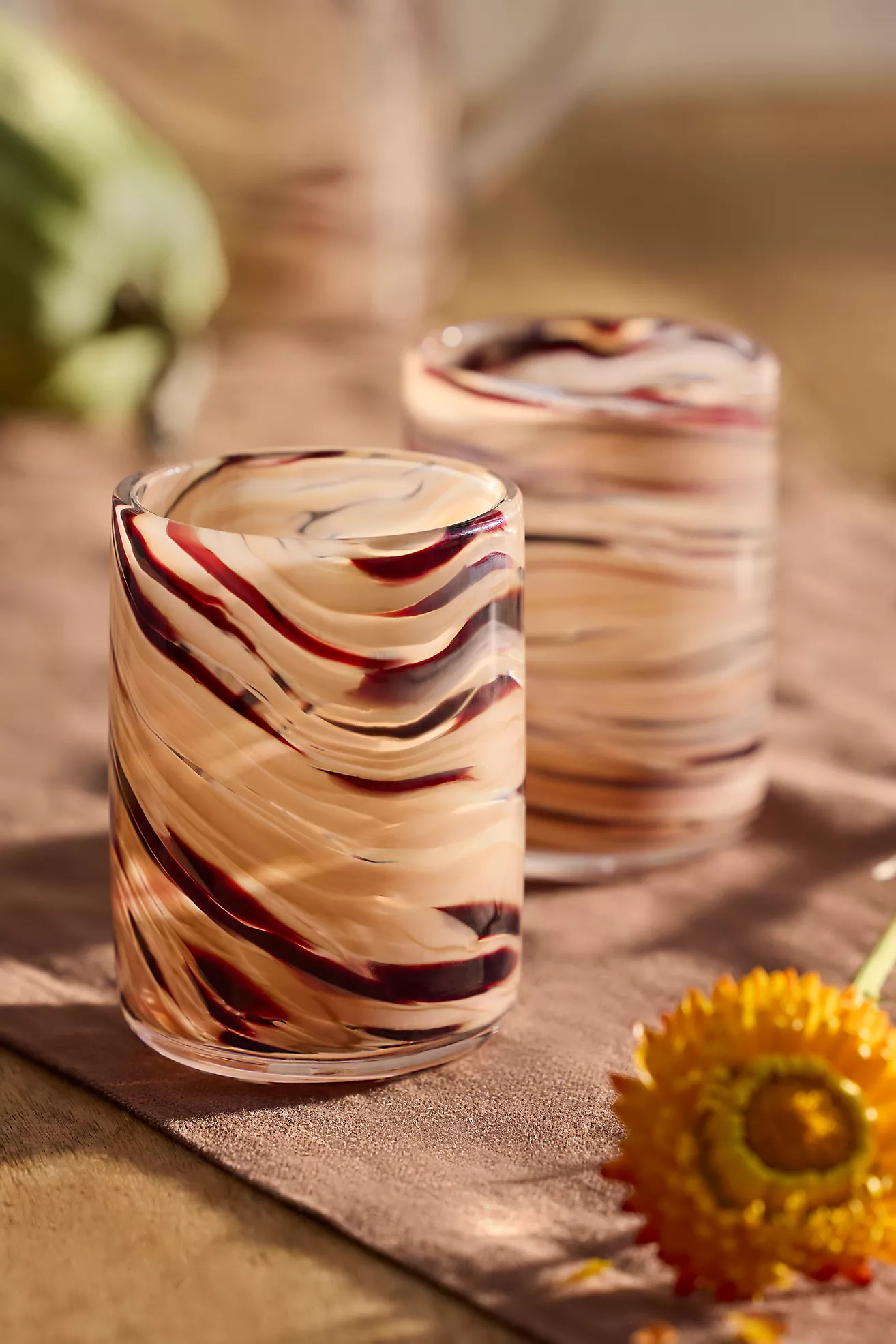 Mauve Swirl Glass Tumblers, Set of 2 | Anthropologie (US)