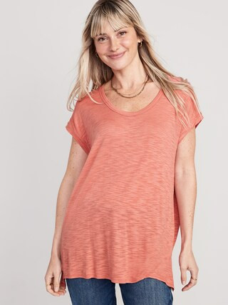 Luxe Voop-Neck Slub-Knit Tunic T-Shirt for Women | Old Navy (US)