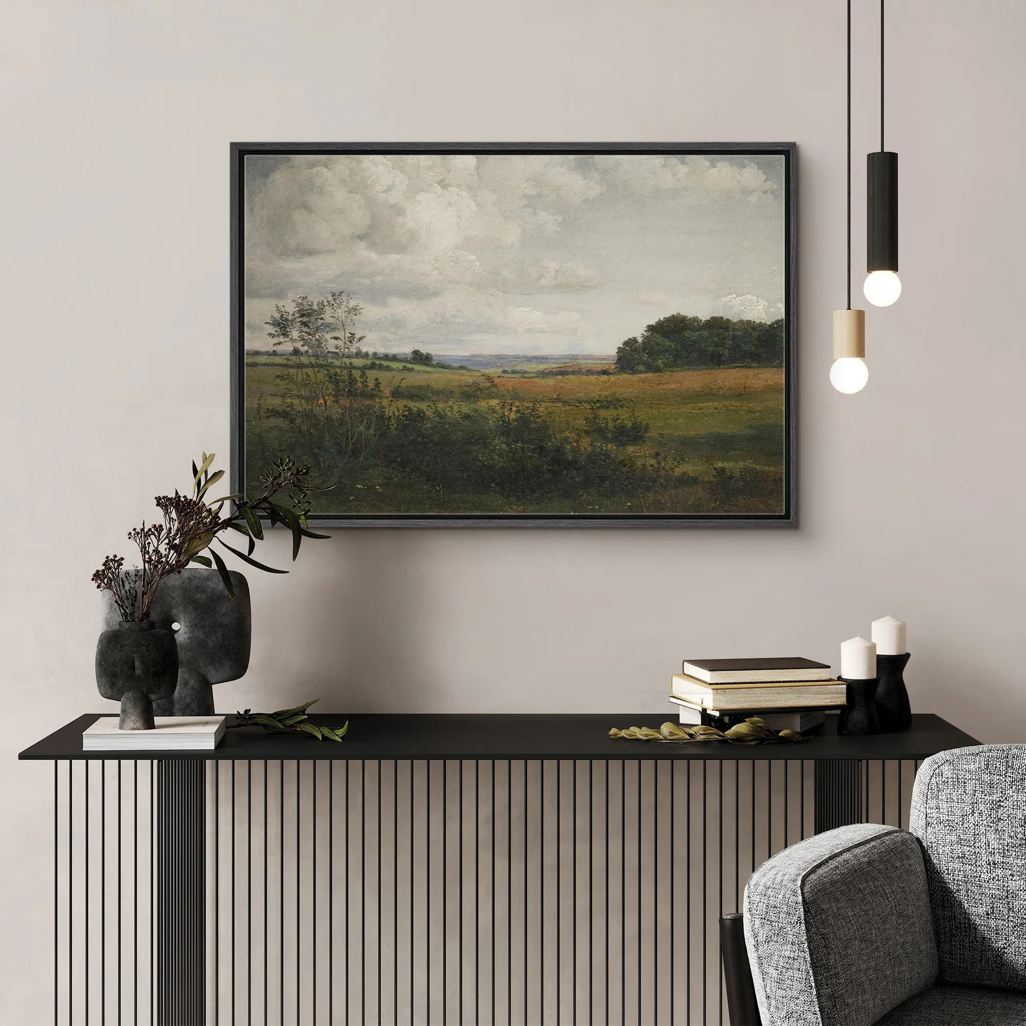 Vintage Rural Countryside Landscape Rustic Pictures Farmhouse Artwork Framed Canvas Print Wall Ar... | Wayfair North America