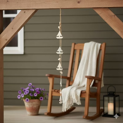 Wooden Decor with Nautical Boat Design on Twine - Elegant Coastal Hanging Accent for Bedroom, Bathroom, Coffee Table, or Shelf Decor - 40" Multicolor | Target