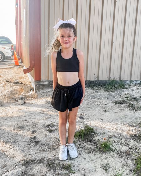 Cheerleader tryout outfit! Competitive cheer here we come!! Emma is obsessed with these shorts. They are super flowy and comfy with built-in coverage  

Youth cheerleading. Girl cheerleader outfit. Gymnastics. Tumbling outfit. Kids cheer. 

#LTKFamily #LTKActive #LTKKids