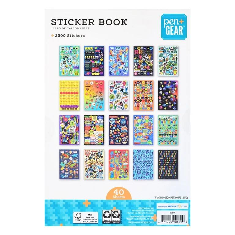 Pen+Gear Awesome Sticker Book, 40 Pages, 2500+ Paper and Foil Stickers - Walmart.com | Walmart (US)