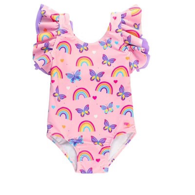 RuffleButts Girls UPF50+ Butterfly One Piece Swimsuit - Rainbows & Butterflies, 6-12m | Target