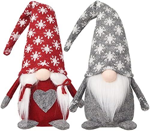 Snowflake Christmas Gnomes Set of 2, Holiday Home Decoration Swedish Plush Tomte Stuffed Table Do... | Amazon (US)