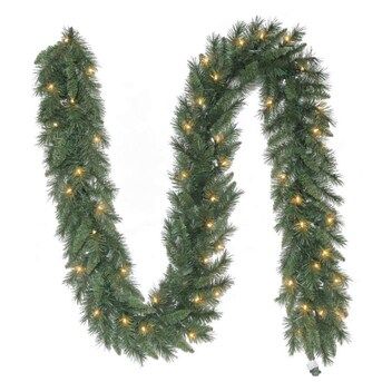 Holiday Living Indoor/Outdoor Pre-lit 9-ft Colorado Pine Garland with White Incandescent Lights ... | Lowe's
