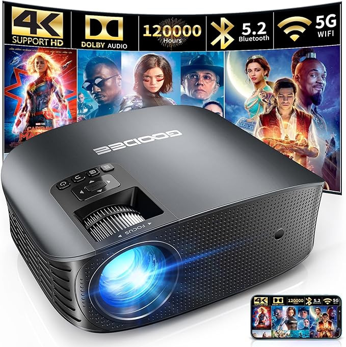 GooDee Projector 4K With WiFi And Bluetooth Supported, FHD 1080P Mini Projector For Outdoor Moive... | Amazon (US)