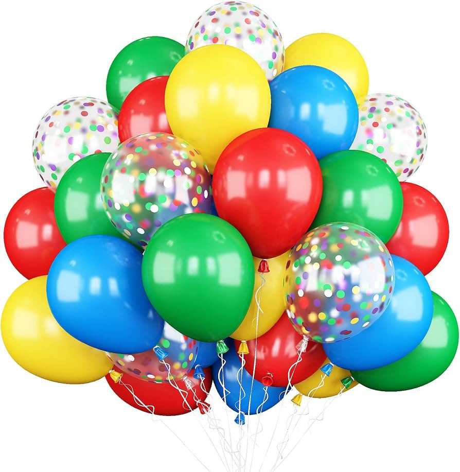 Biapian Red Yellow Blue Balloons, 60PCS Balloon Red and Blue Green, 12 Inch Matte Latex Balloons ... | Amazon (US)
