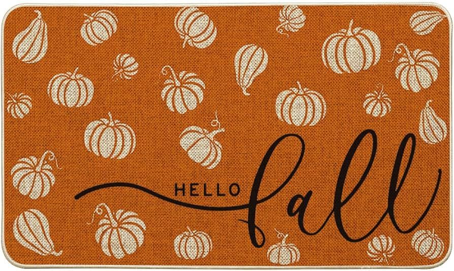 Artoid Mode Orange Pumpkin Hello Fall Doormat, Home Decor Low-Profile Switch Rug Door Mat Floor Mat  | Amazon (US)