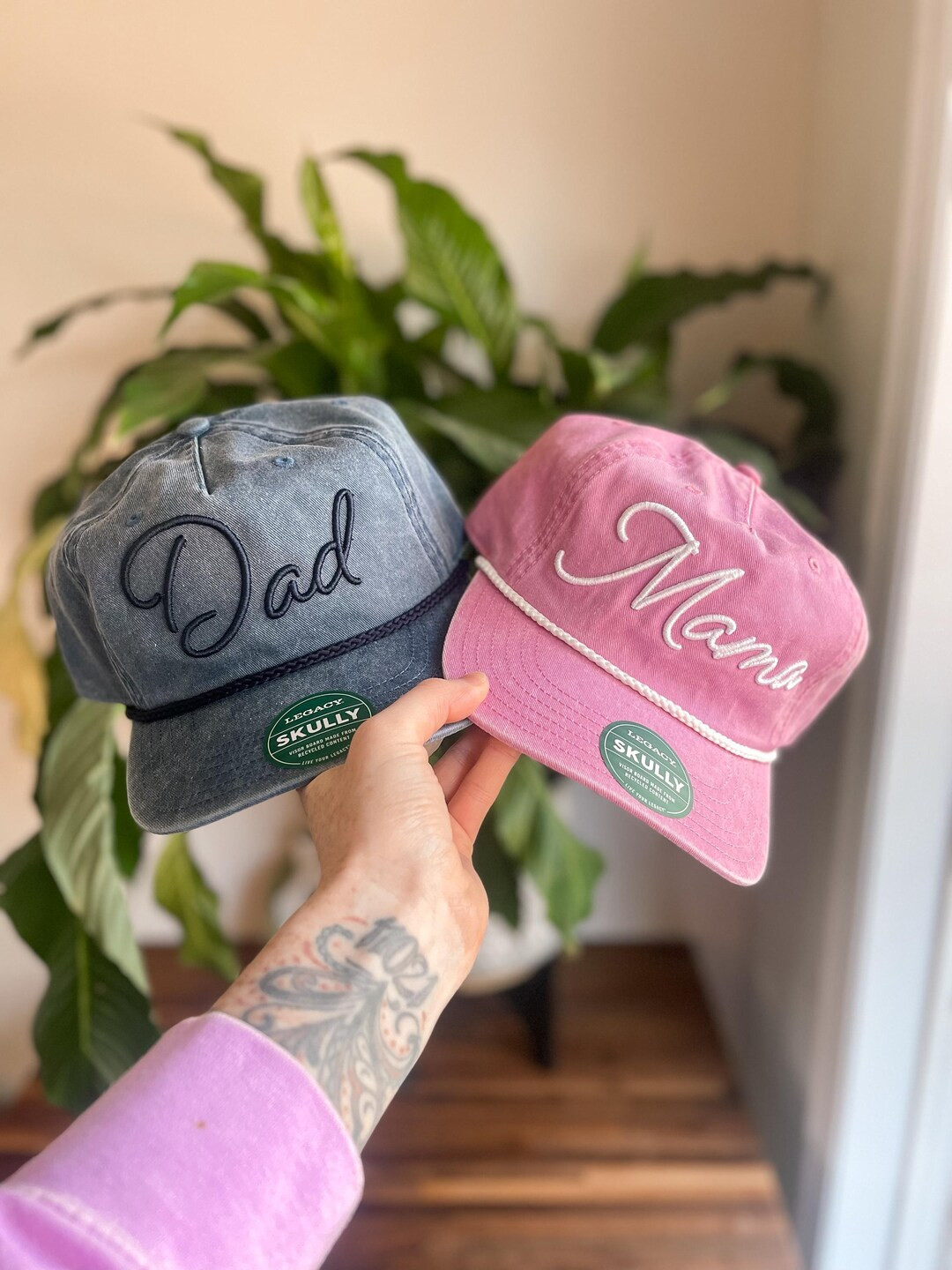 Embroidered Dad Hat Rope, Custom Mama Baseball Hat, 5 Panel Cap, Neon Garment Dyed, Baby Announce... | Etsy (US)